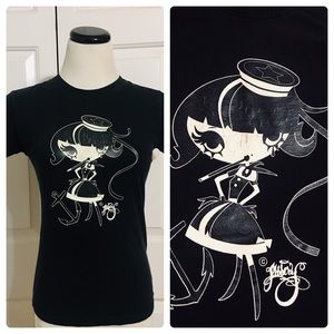 Vintage Hot Topic Goth Creepy Sailor Girl T-shirt